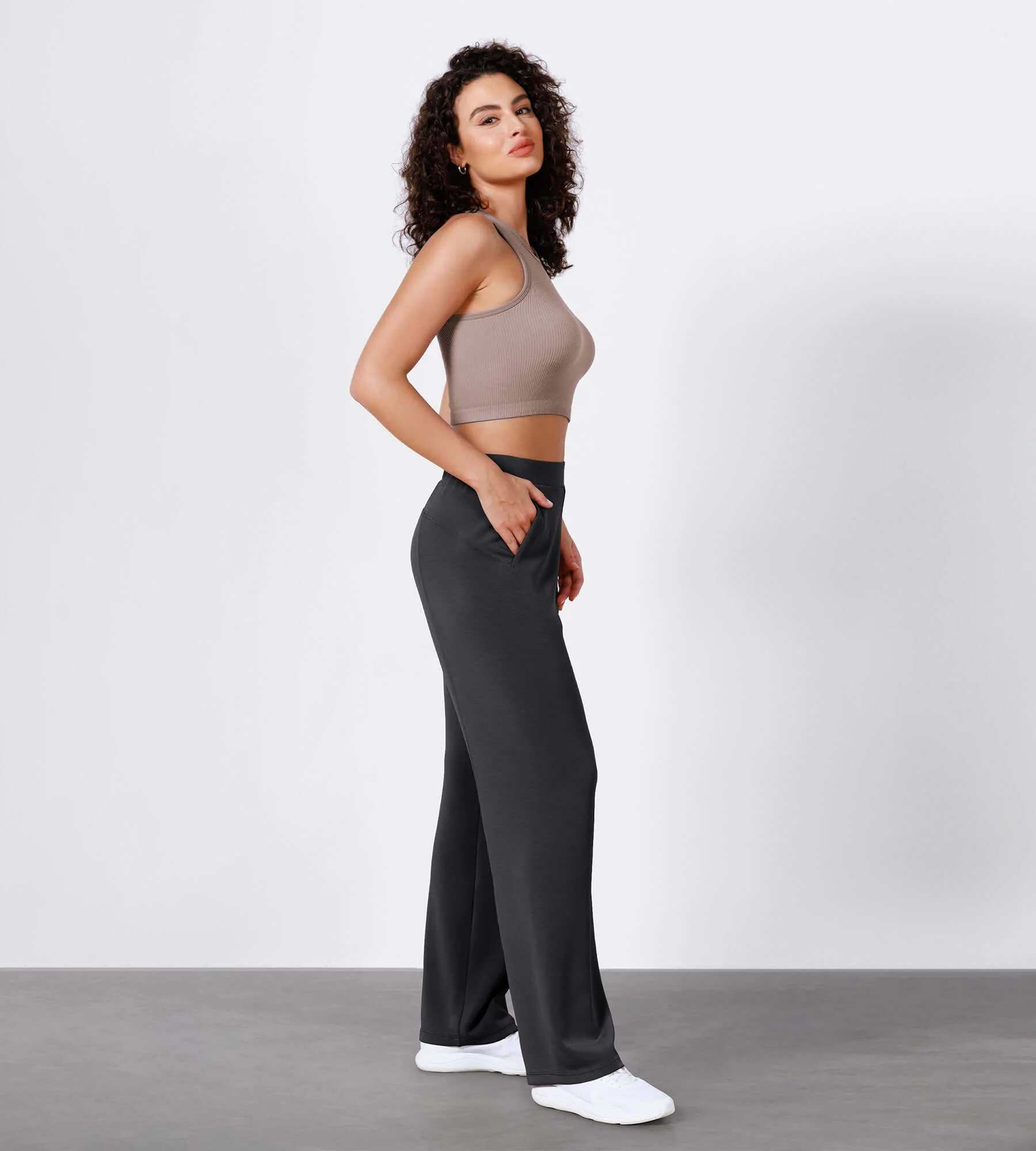 29" Women's Modal Soft Wide Leg Elastic High Waist Lounge Pants with Pockets - Image 19