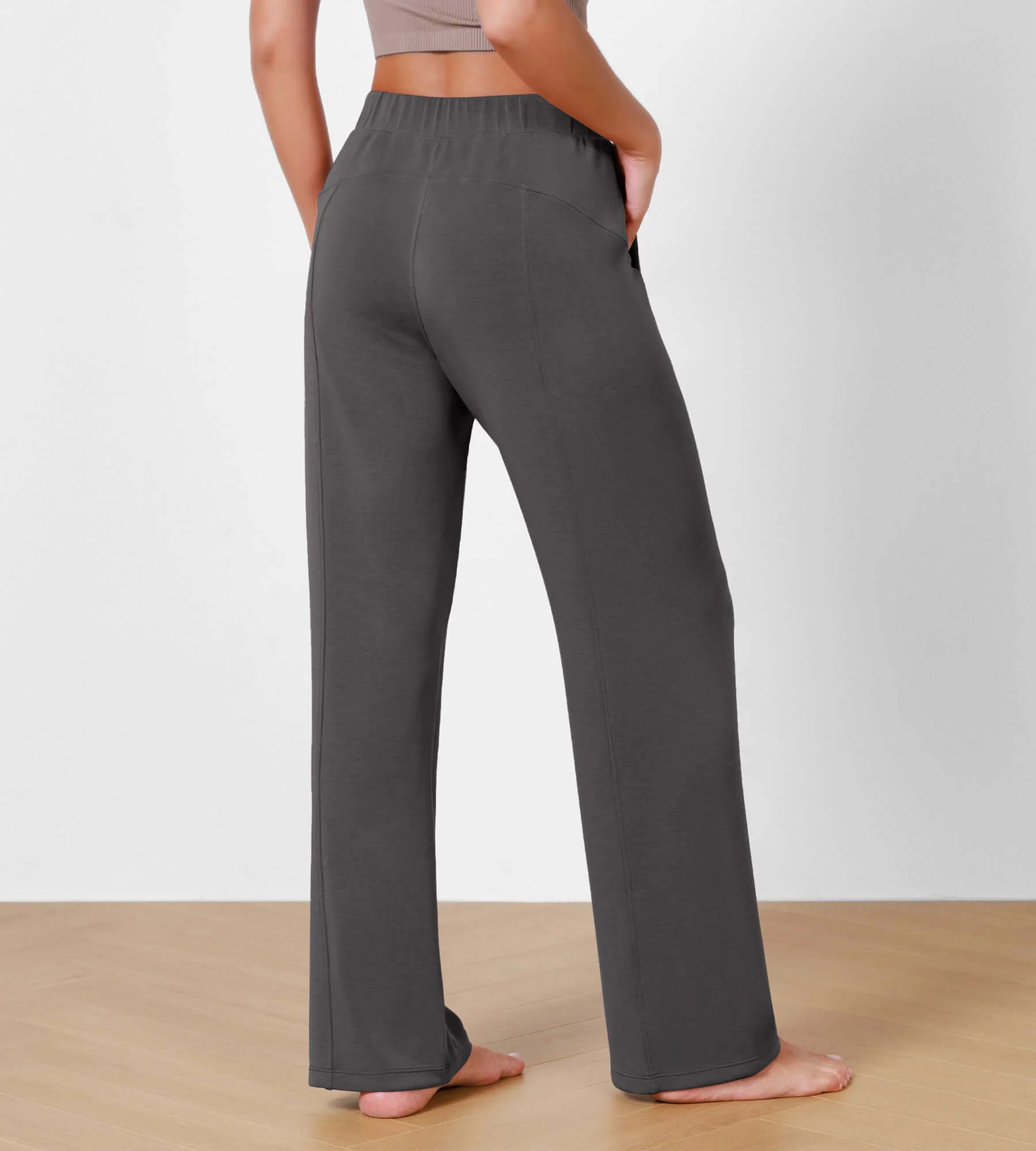 29" Women's Modal Soft Wide Leg Elastic High Waist Lounge Pants with Pockets - Image 24