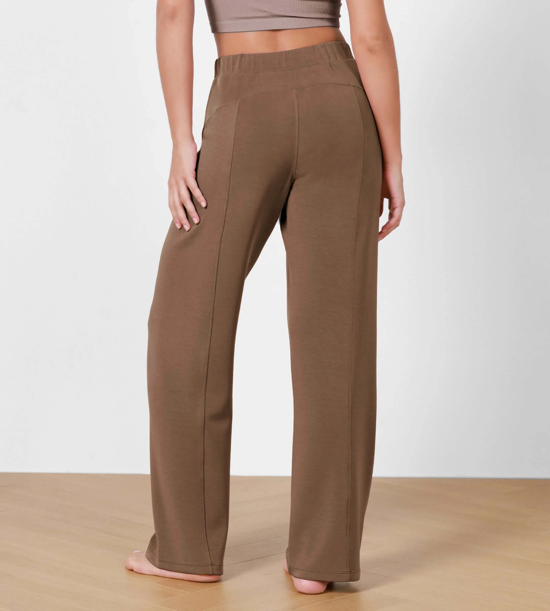 29" Women's Modal Soft Wide Leg Elastic High Waist Lounge Pants with Pockets - Image 3