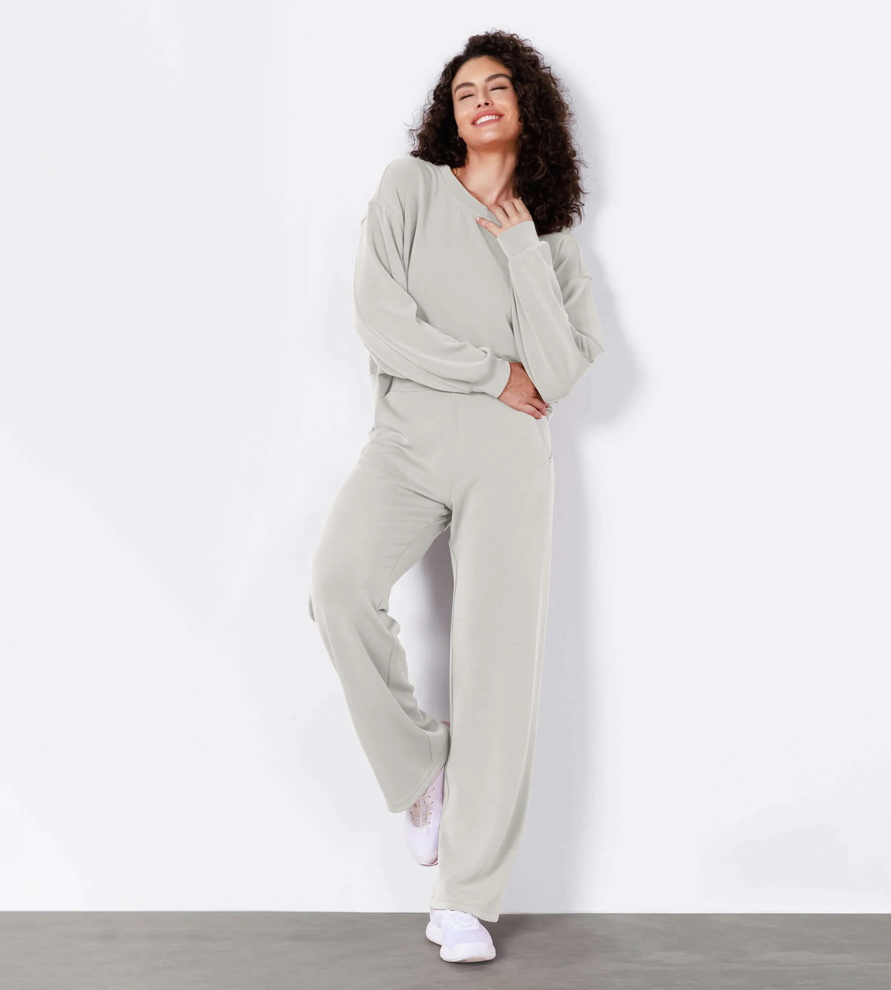 29" Women's Modal Soft Wide Leg Elastic High Waist Lounge Pants with Pockets - Image 34
