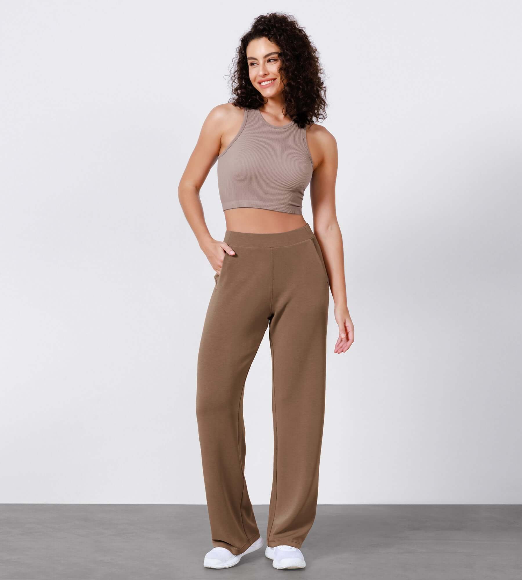 29" Women's Modal Soft Wide Leg Elastic High Waist Lounge Pants with Pockets - Image 4