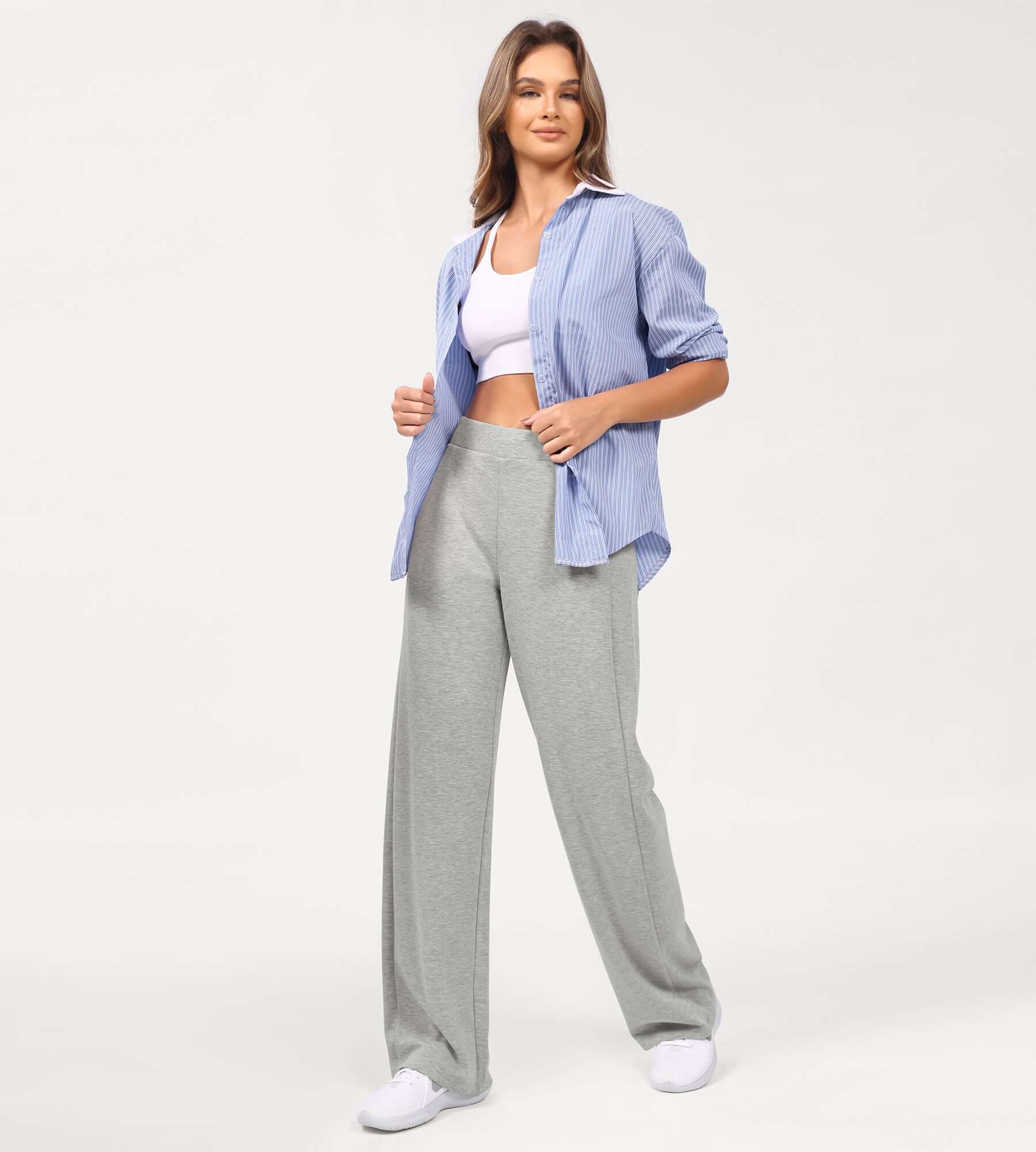 29" Women's Modal Soft Wide Leg Elastic High Waist Lounge Pants with Pockets - Image 44
