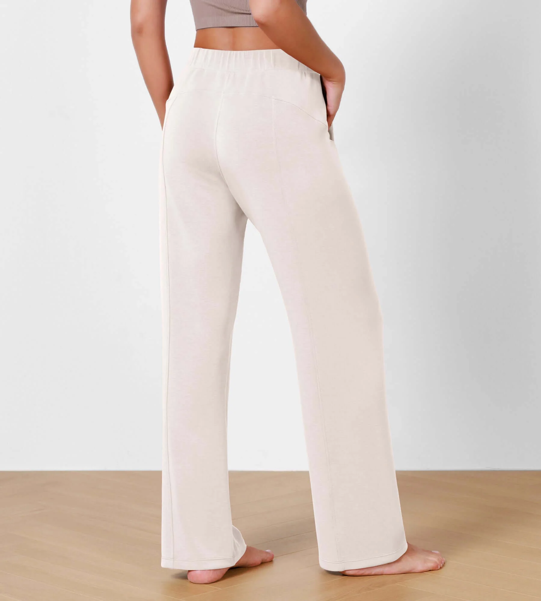 29" Women's Modal Soft Wide Leg Elastic High Waist Lounge Pants with Pockets - Image 48