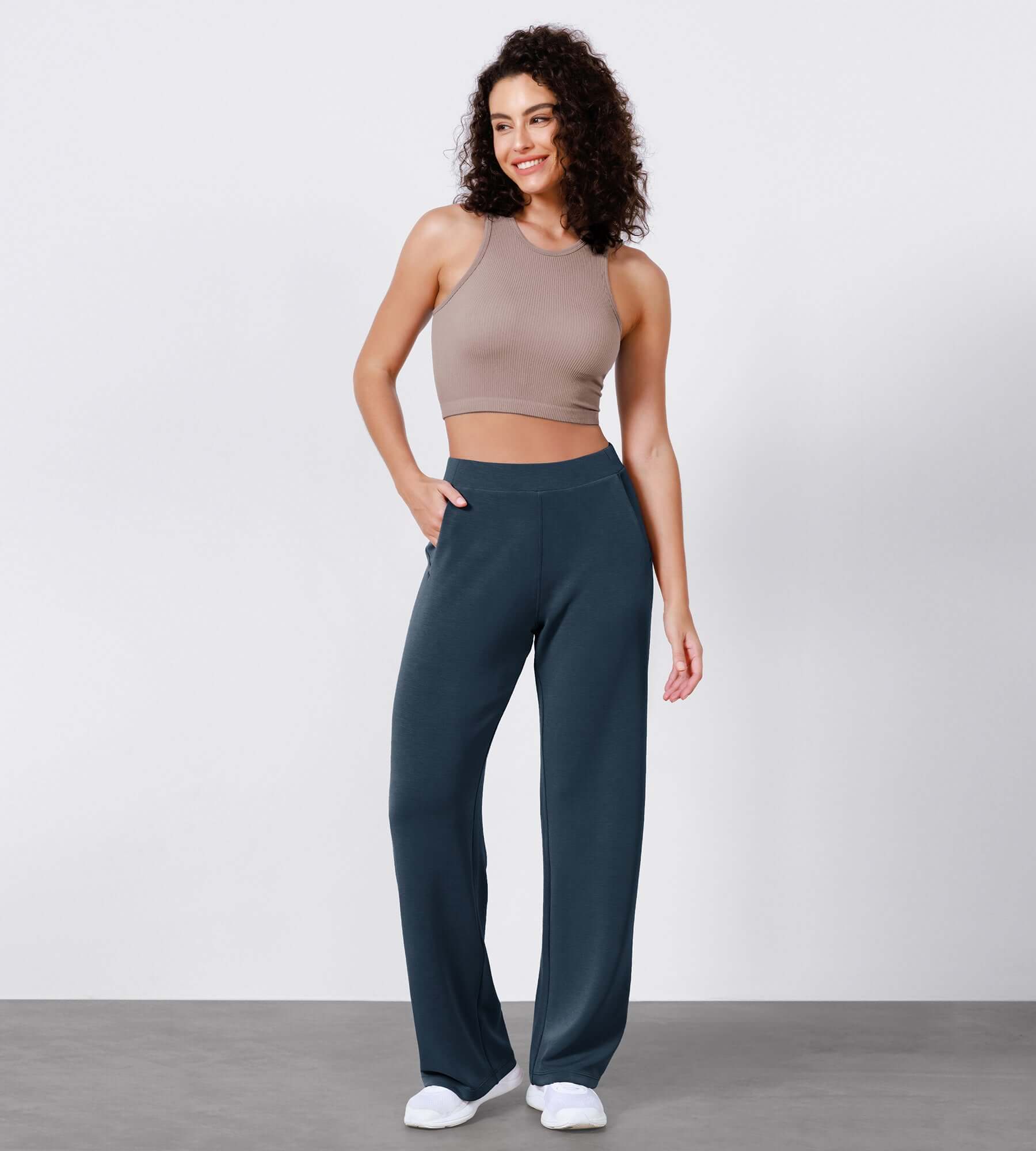 29" Women's Modal Soft Wide Leg Elastic High Waist Lounge Pants with Pockets - Image 51