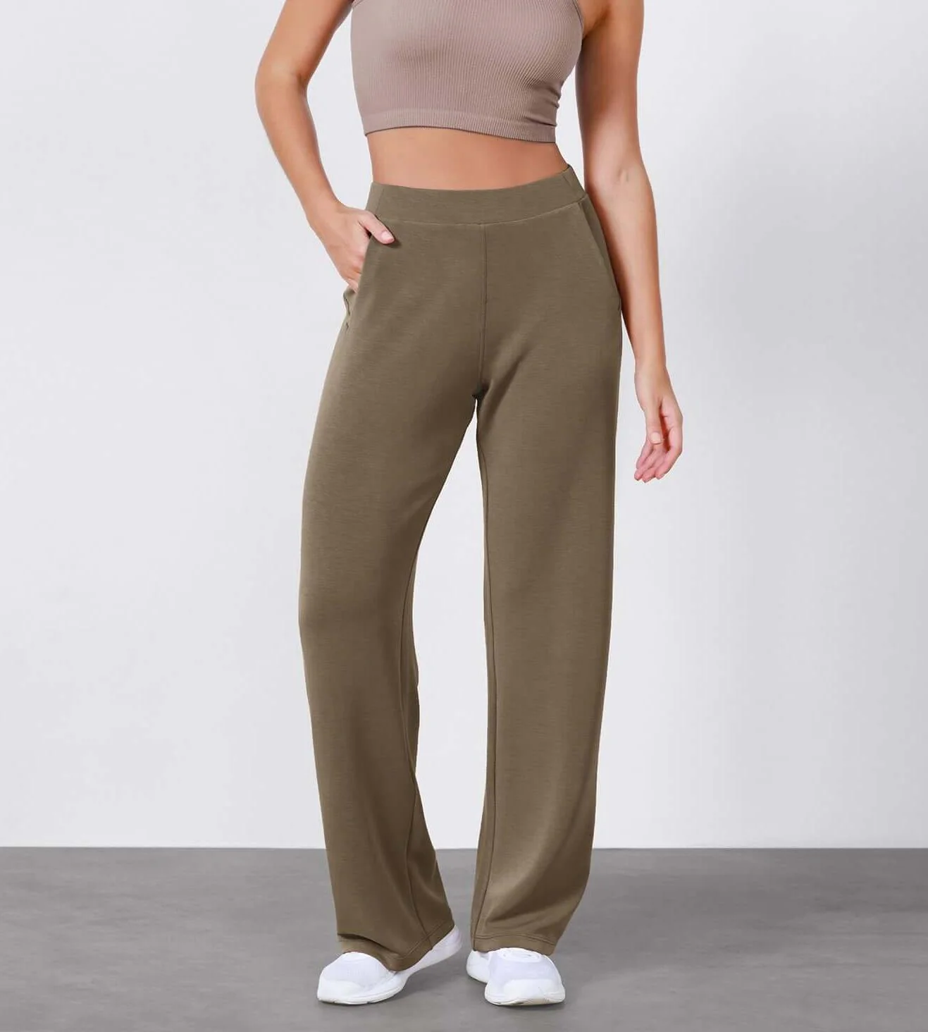 29" Women's Modal Soft Wide Leg Elastic High Waist Lounge Pants with Pockets - Image 6