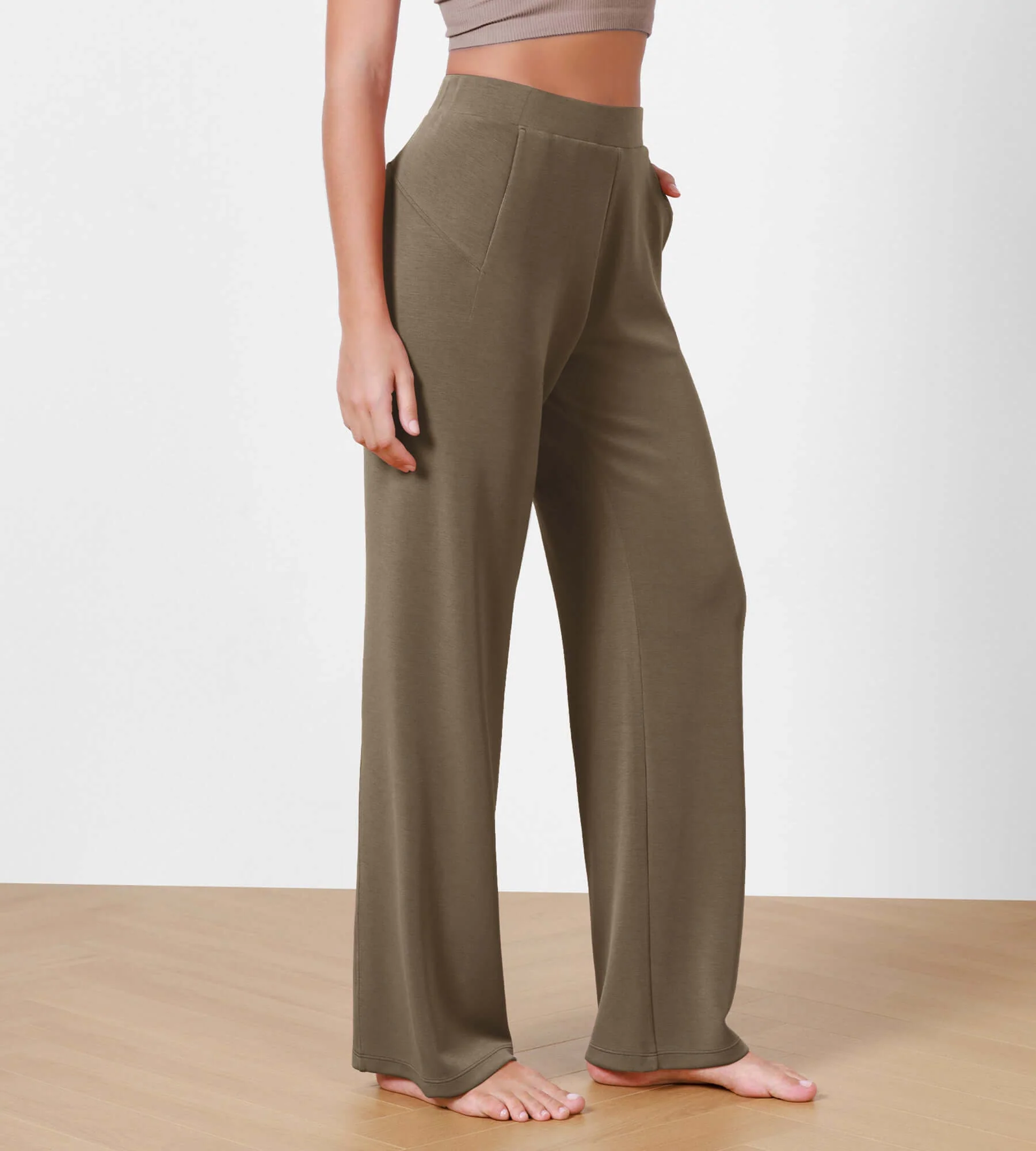 29" Women's Modal Soft Wide Leg Elastic High Waist Lounge Pants with Pockets - Image 7