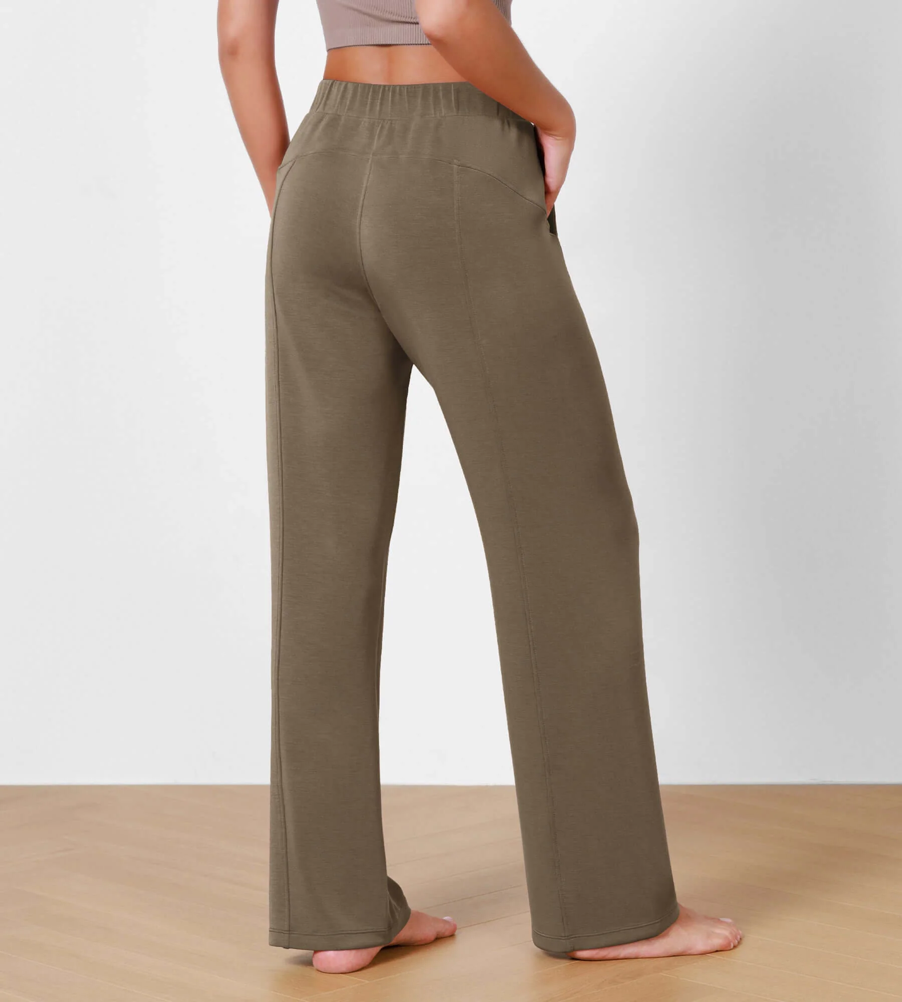 29" Women's Modal Soft Wide Leg Elastic High Waist Lounge Pants with Pockets - Image 8