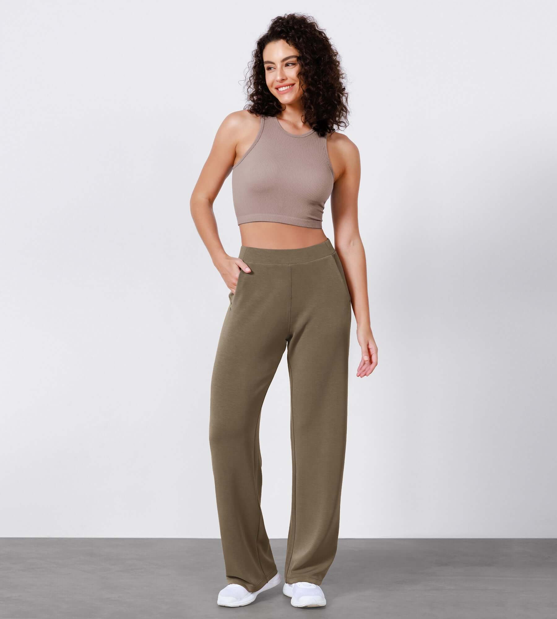 29" Women's Modal Soft Wide Leg Elastic High Waist Lounge Pants with Pockets - Image 9