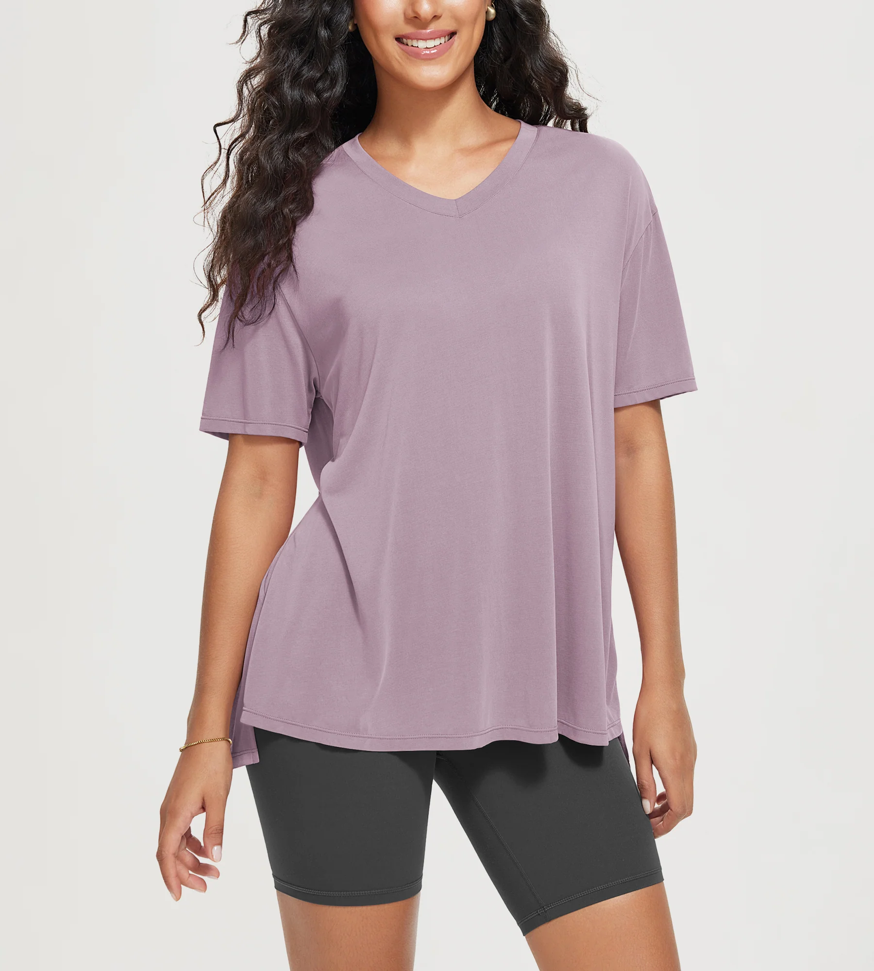 ODODOS Women's Side Split Modal Soft Raglan Short Sleeve - Image 26